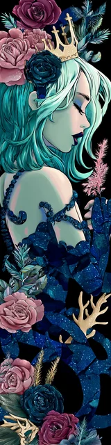 Free mermaid bookmark with a blue and black mermaid from behind